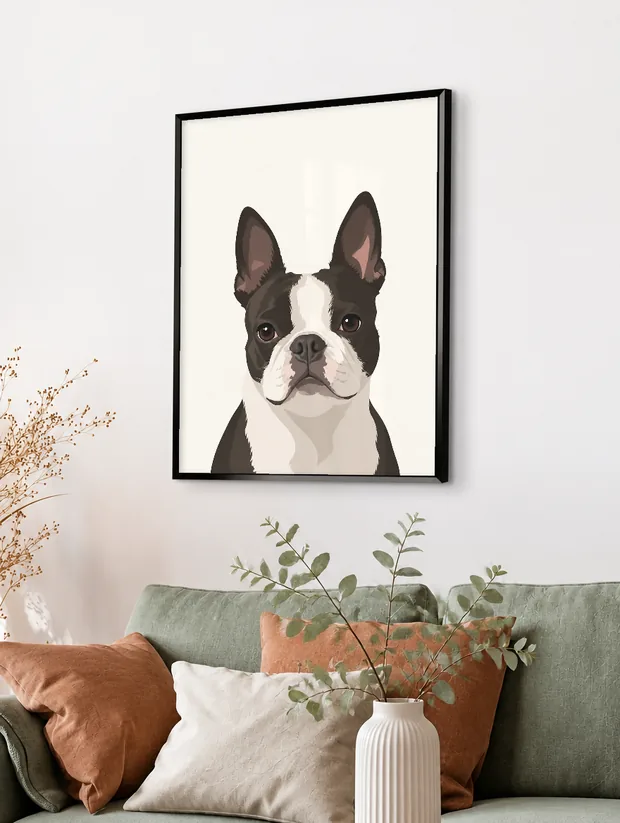 Illustration encadré, en situation dans un salon